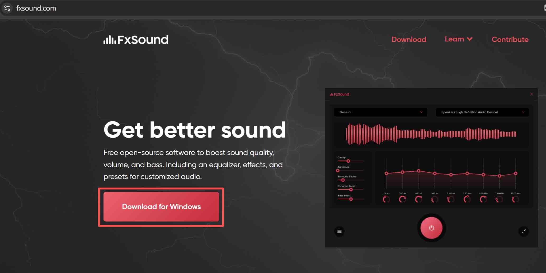 FxSound download page screenshot